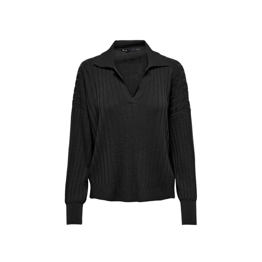 15268800 only women polo sweater black 6 1