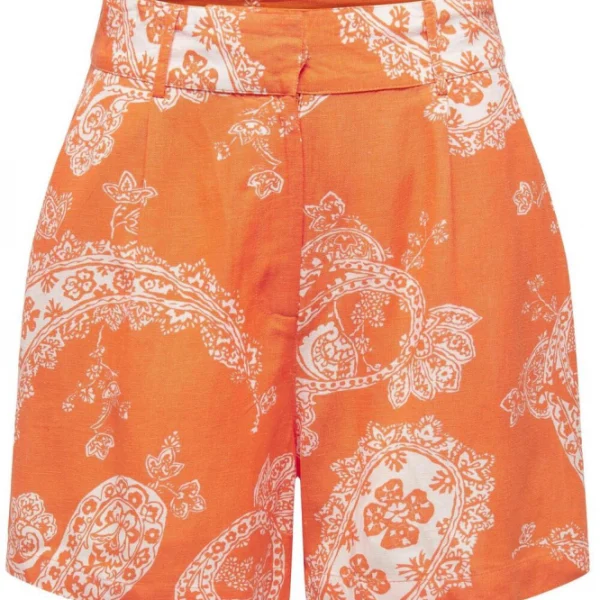 onlbella linen hw tailored shorts p 15289371 only korte broek orange peellarge pais