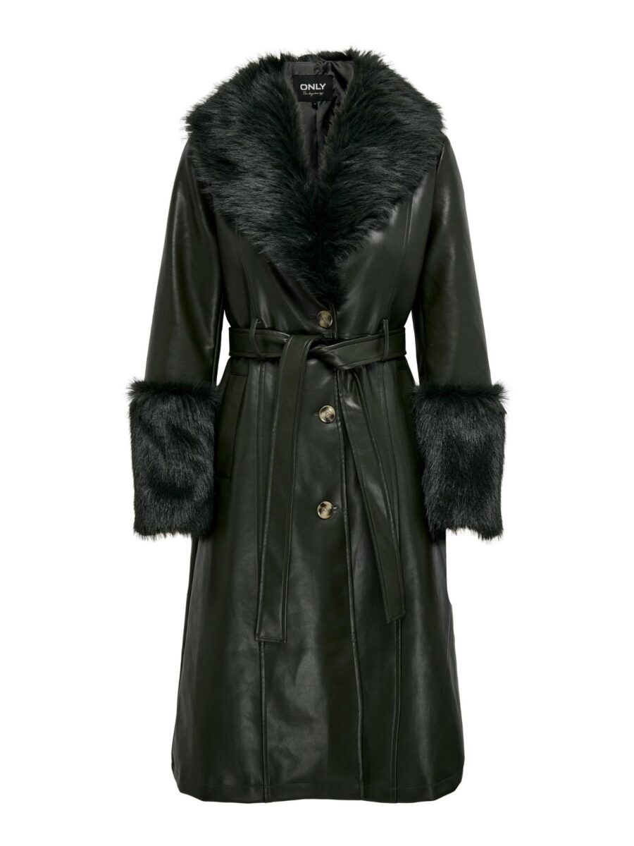 6722826 onlpoppy faux leather coat gronn