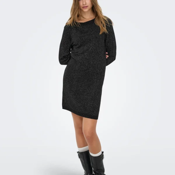 only jdyrueglitterl sboatneckdressknt μαύρος (2)