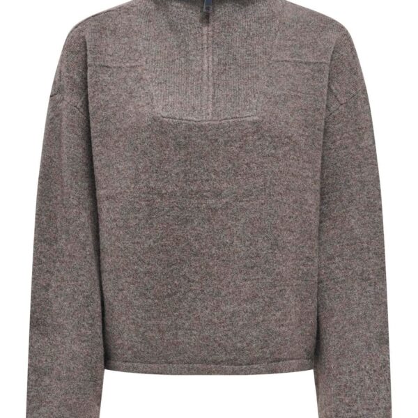 only onlclara ls half zip knt 5062024 bracken melangesilver zip strikbluser 146344